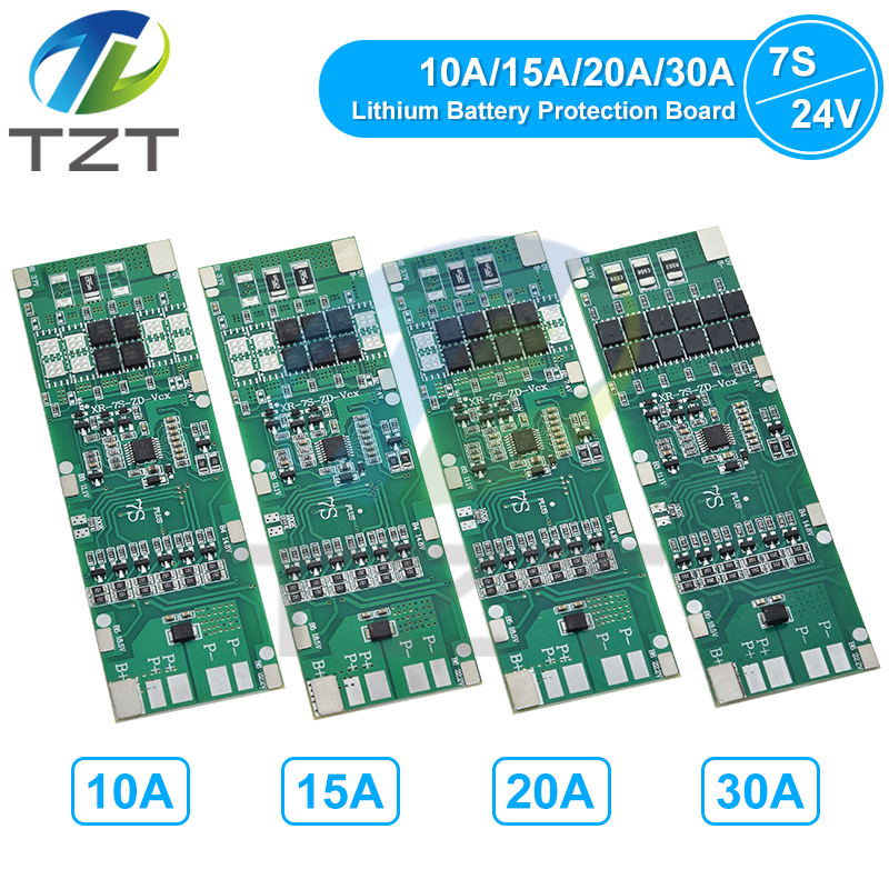TZT BMS 7S 24V 10A 15A 20A 30A Li-ion 18650 Battery Charge Board With Balance Function Short Circuit / Temperature Protection