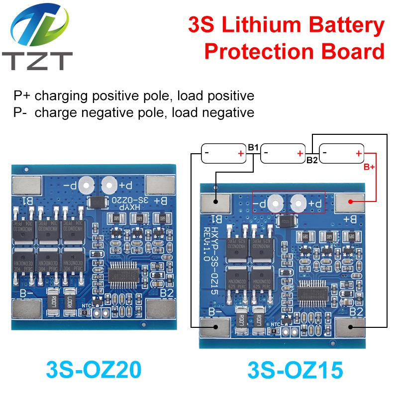 TZT 3S 12V 15A / 20A BMS 18650 Lithium Battery Protection Board 11.1V 12.6V Anti-overcharge With Balance And Temperature Control