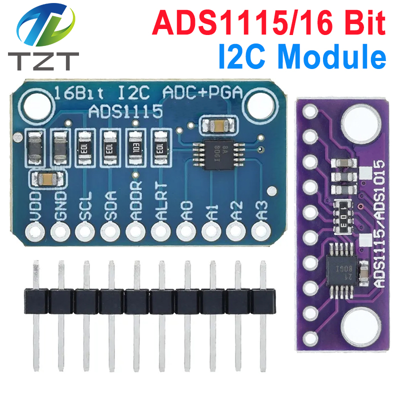 TZT ADS1115 16 Bit I2C Module Precision ADC 4 Channel Development Board Pro Gain Amplifier 2.0V to 5.5V for Arduino RP