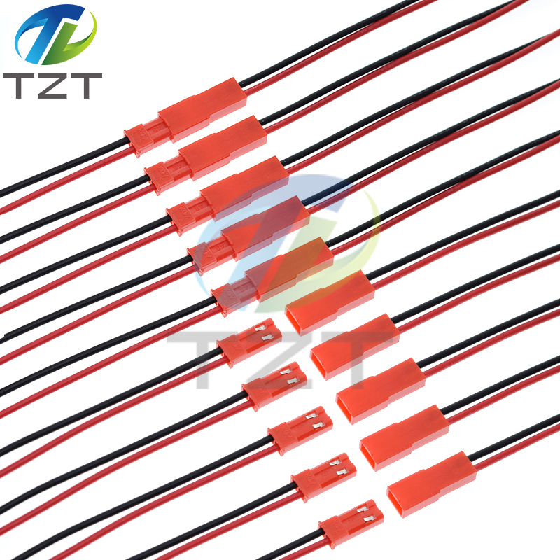 TZT 10Pairs 300mm 2 Pin JST Plug Connector Male+Female Plug Connector Cable Wire for RC Toys Battery LED Lamp