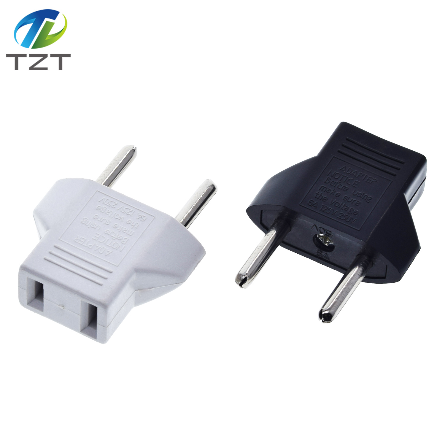 TZT Universal US To EU Plug USA To Euro Europe Travel Wall AC Power Charger Outlet Adapter Converter 2 Round Socket Input Pin