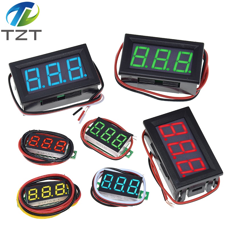 TZT Digital Voltmeter 0.28/0.36/0.56 Inch Digital Voltmeter Voltage Panel Meter Red/Blue/Green/Yellow Electromobile Motorcycle Car