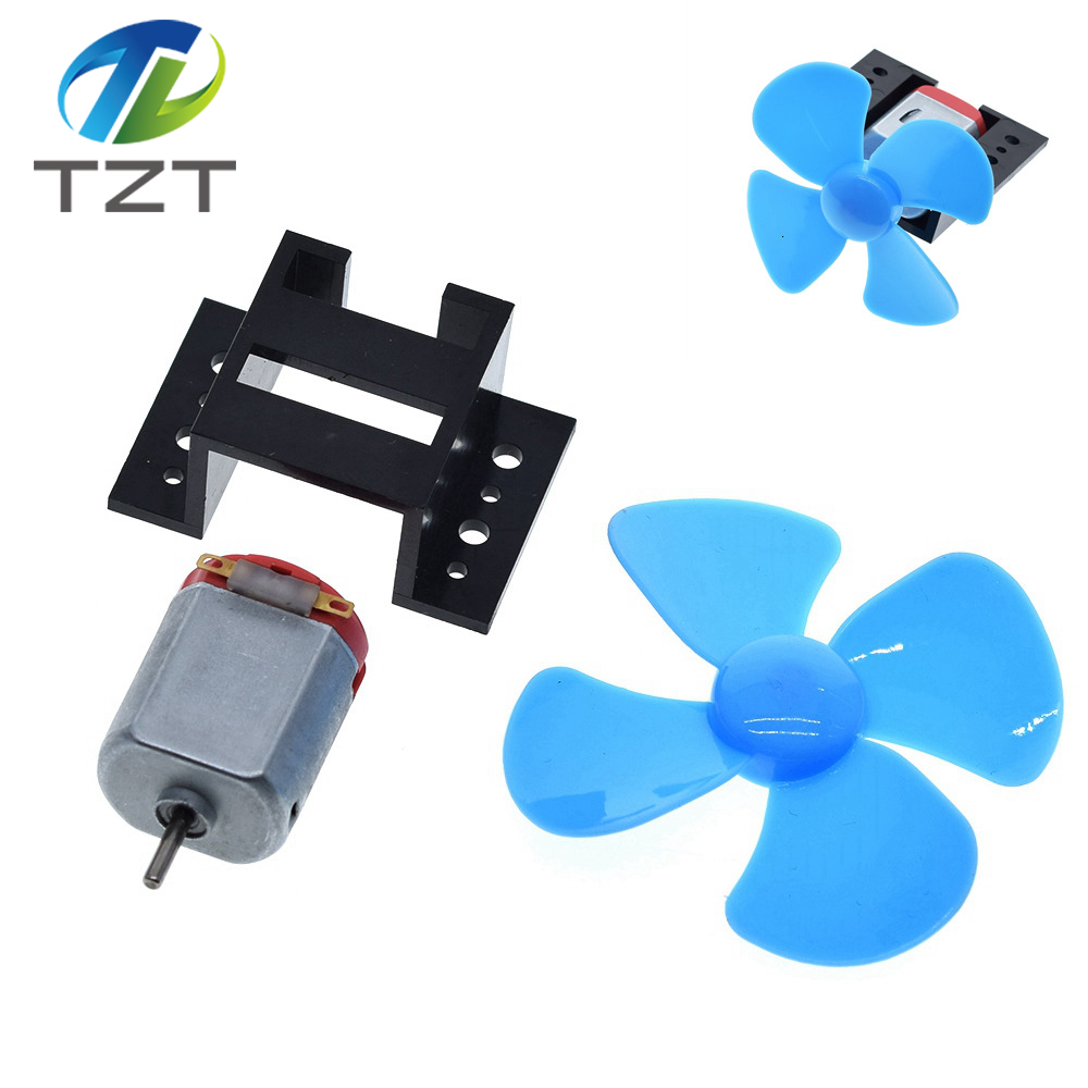 TZT 1Set DC Micro 130 Gear motor with fan blade SMAll propeller 3-6V For Arduino DIY experiment +Motor base