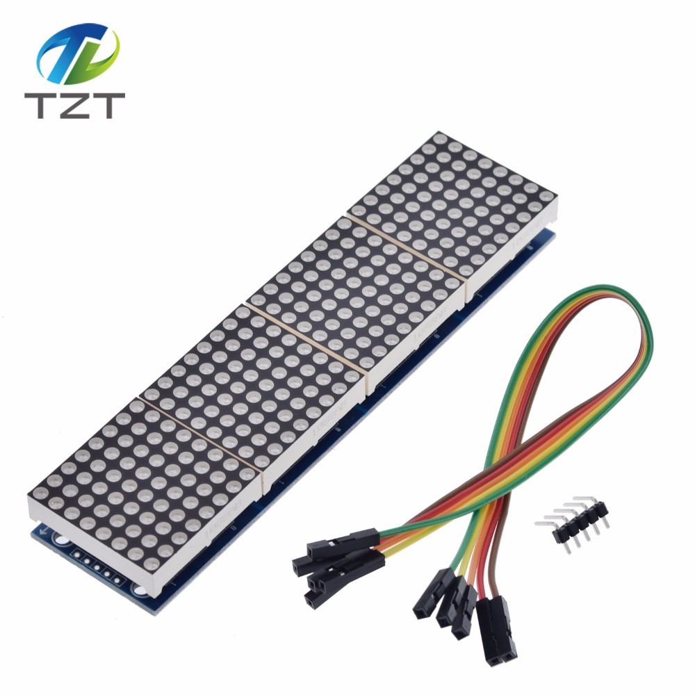TZT 1pcs MAX7219 Dot Matrix Module For Arduino Microcontroller 4 In One Display with 5P Line