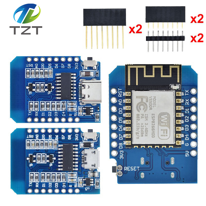 TZT WeMos D1 Mini Pro V3.0 NodeMcu 4MB/16MB bytes Lua WIFI Internet of Things Development board based ESP8266 CH340G Nodemcu V2