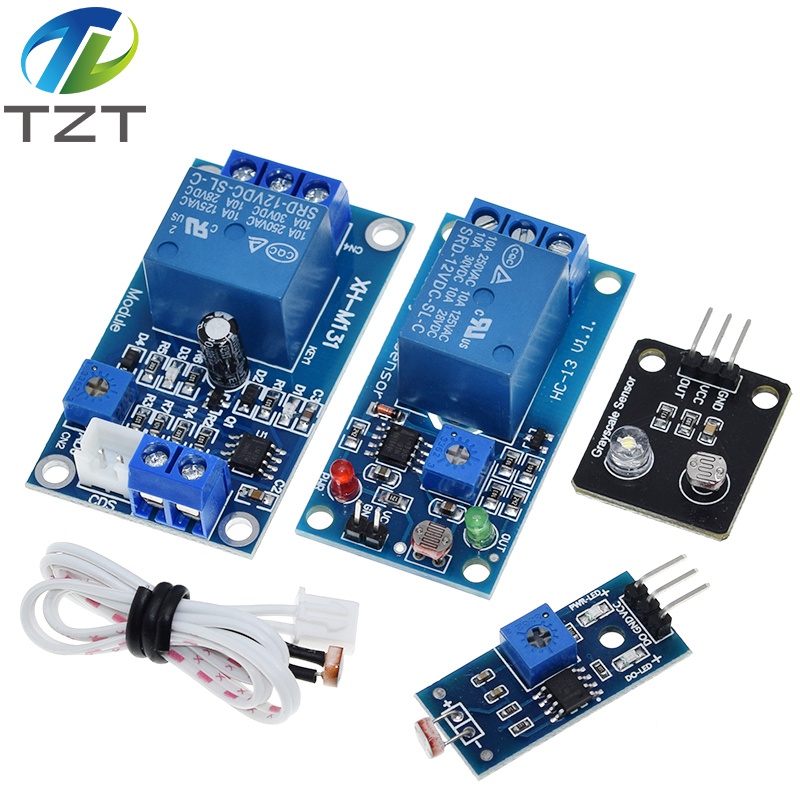 TZT 5V 12V Light Control Switch Photoresistor Relay Module Detection Sensor 10A brightness Automatic Control Module For Arduino