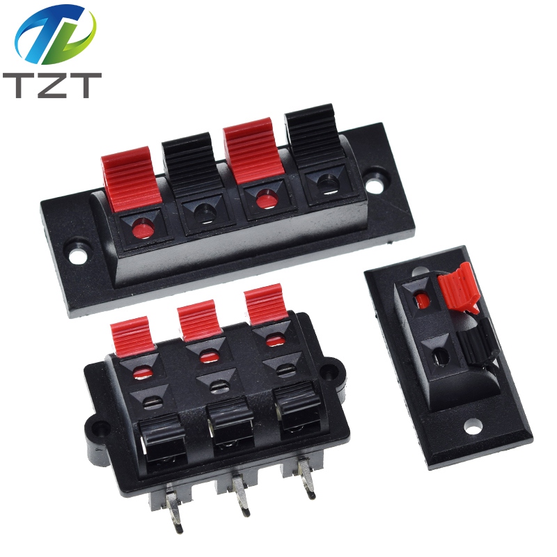 TZT 2 4 6  Way Spring Push Release Connector Speaker Terminal Strip Block