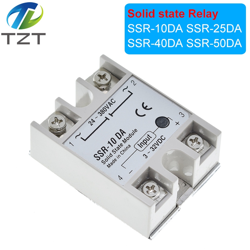 TZT Solid state Relay SSR-10DA SSR-25DA SSR-40DA SSR-50DA 10A 25A 40A 50A actually 3-32V DC TO 24-380V AC SSR 10DA 25DA 40DA 50DA