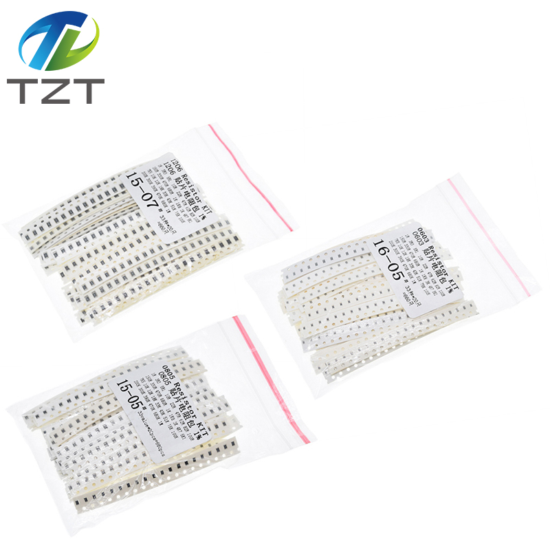 TZT  0603 0805 1206  SMD Resistor Kit Assorted Kit 1ohm-1M ohm 1% 33valuesX 20pcs=660pcs Sample Kit