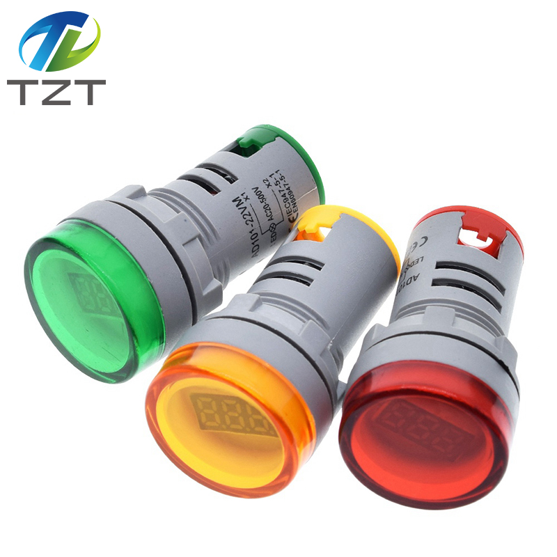 TZT 22MM AD16 type AC20-500V Mini Voltage Meter LED Digital Display AC Voltmeter Indicator Light/Pilot Lamp Red Green Yellow