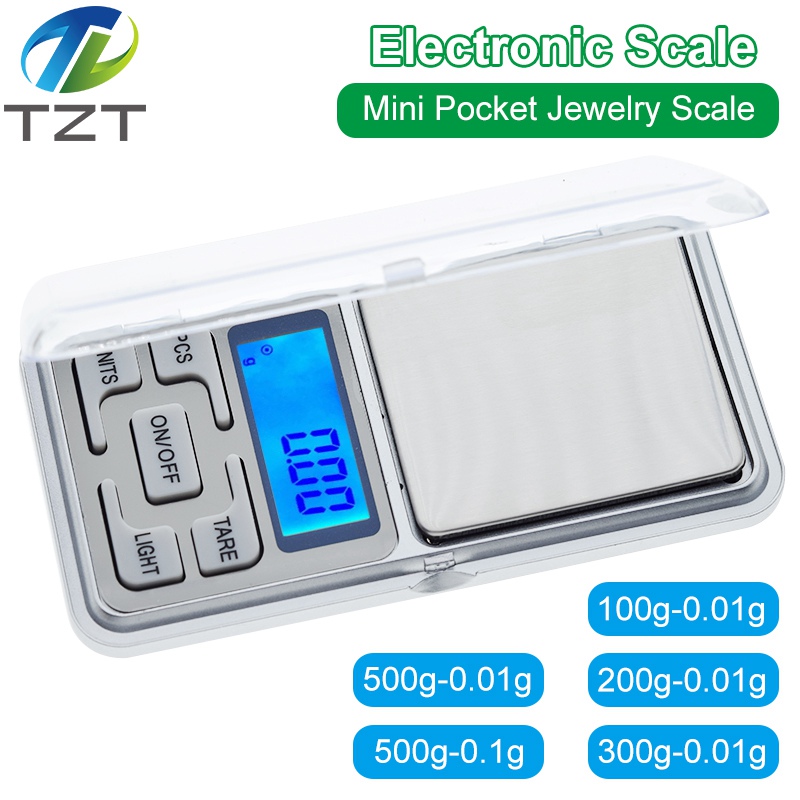 TZT Mini Digital Scale 100/200/300/500g 0.01/0.1g High Accuracy Backlight Electric Pocket For Jewelry Gram Weight For Kitchen
