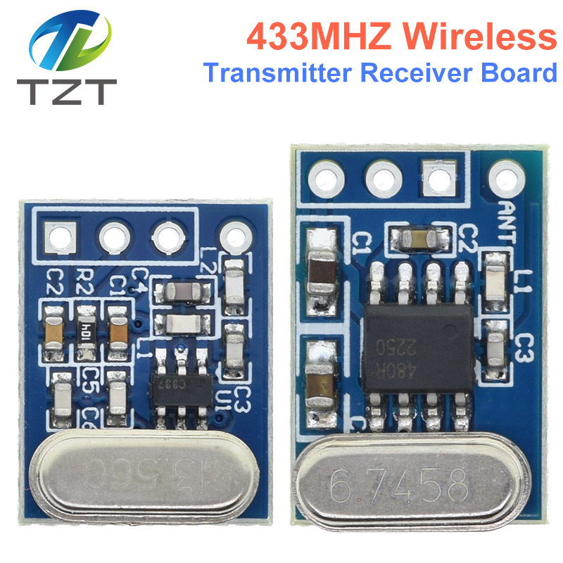 TZT 1Set 2Pcs 433MHZ Wireless Transmitter Receiver Board Module SYN115 SYN480R ASK/OOK Chip PCB for arduino