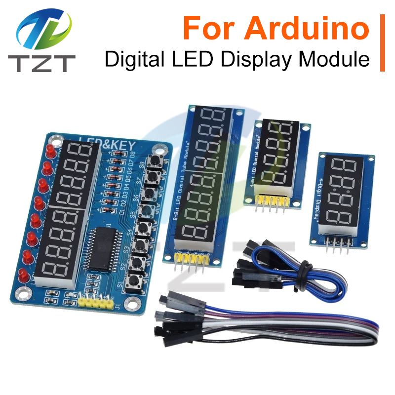 TZT TM1637 4 Bits / TM1638 / 74HC595 8 bit Digital LED Display Module 7 Segment 0.36Inch Clock RED Anode Tube Four Serial Driver
