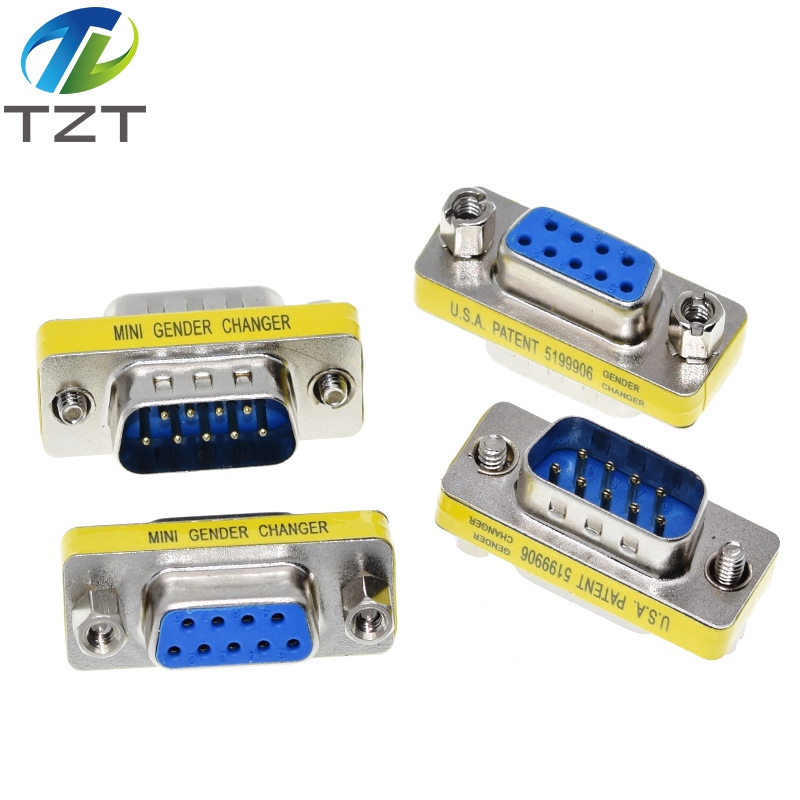 TZT DB9 9Pin Male to Male/Female to Female/Male to Female Mini Gender Changer Adapter RS232 Serial plug Com Connector