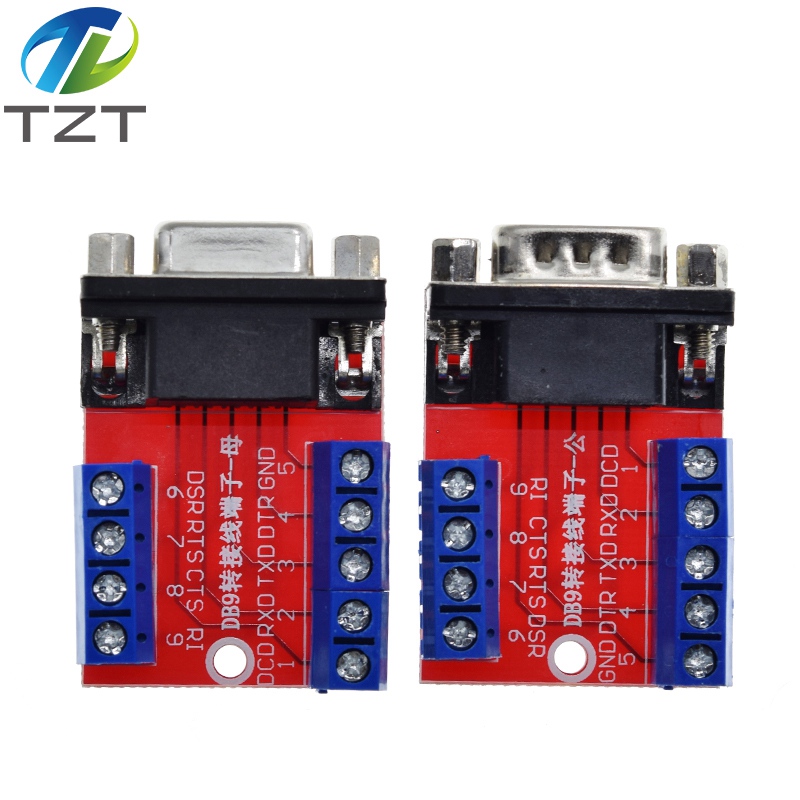 TZT DB9 Male Female Adapter Signals Terminal Module RS232 Serial To Terminal DB9 Connector