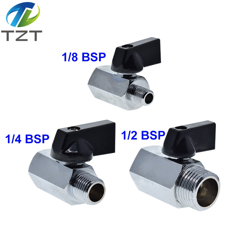 TZT 1PCS Mini Brass Ball Valve 1/2, 1/4