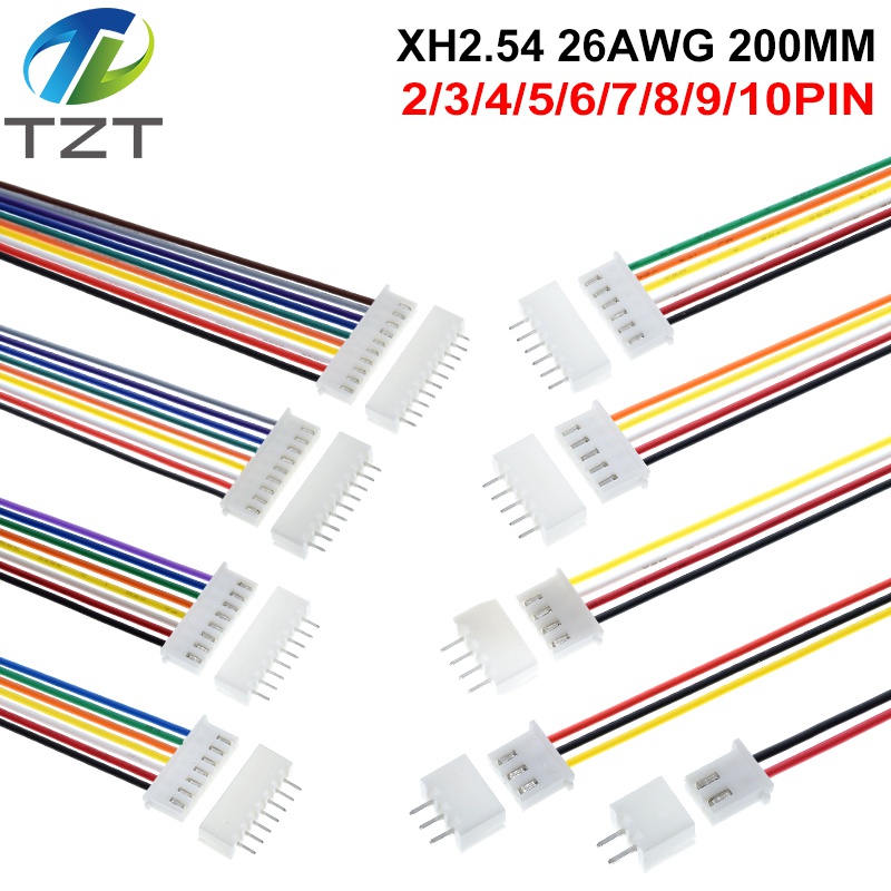 TZT JST XH2.54 XH 2.54mm Wire Cable Connector 2/3/4/5/6/7/8/9/10 Pin Pitch Male Female Plug Socket 20cm Wire Length 26AWG