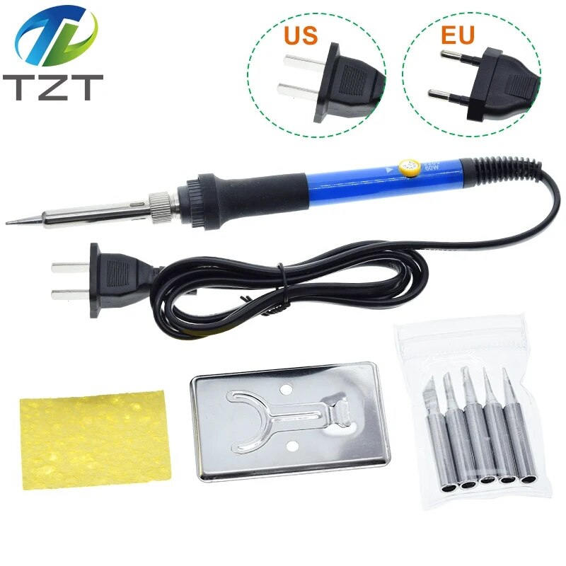 TZT New Adjustable Temperature Electric Soldering Iron 220V 60W Welding Solder Rework Station Heat Pencil Tips Repair Tool