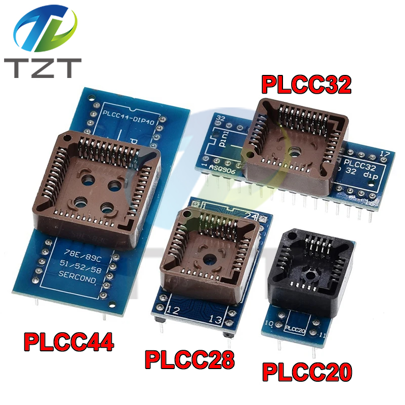 TZT PLCC20 PLCC28 PLCC32 PLCC44 to DIP 20 28 32 44 USB Universal Programmer IC Adapter Tester Socket for TL866CS TL866A EZP2010