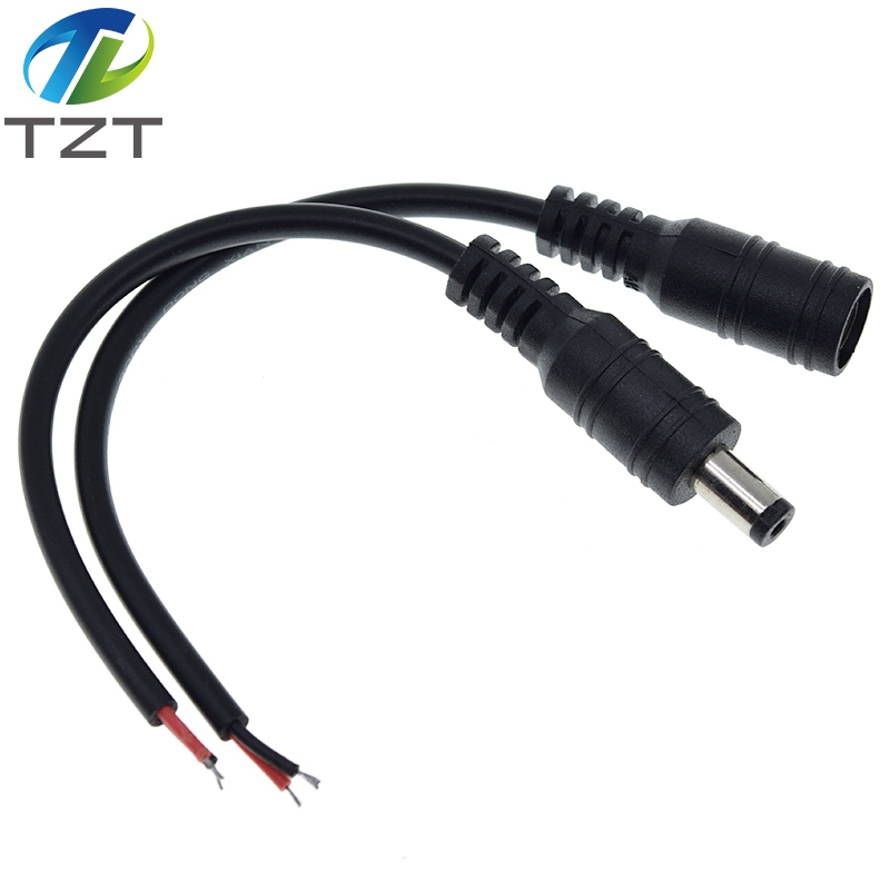 TZT 1Set 5.5x2.1 Plug DC male or Female Cable Wire Connector For 3528 5050 LED Strip Light For diy