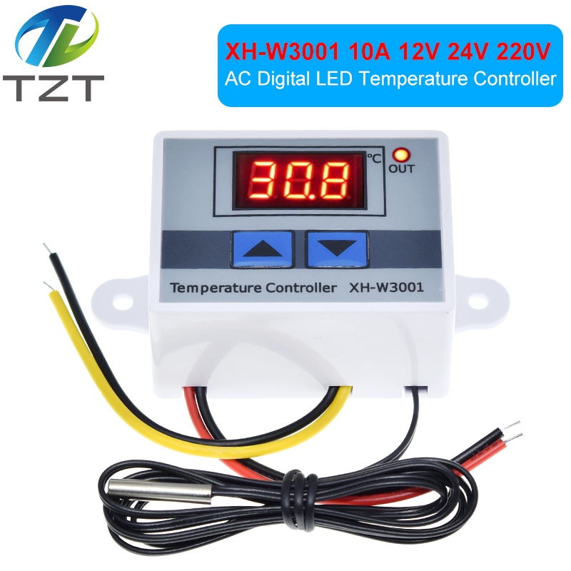 TZT 10A 12V 24V 220VAC Digital LED Temperature Controller XH-W3001 for Arduino Cooling Heating Switch Thermostat NTC Sensor