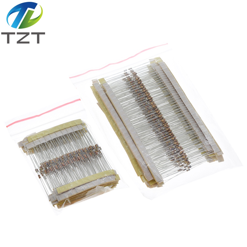 TZT 600pcs/set 30 Kinds 1/6W Resistance 5% Carbon Film Resistor Pack Assorted Kit 1K 10K 100K 220ohm 1M Resistors 300pcs/set