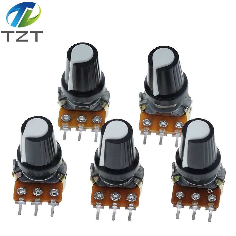 TZT  WH148 1K 10K 20K 50K 100K 500K Ohm 15mm 3 Pin Linear Taper Rotary Potentiometer Resistor for Arduino with AG2 White Cap