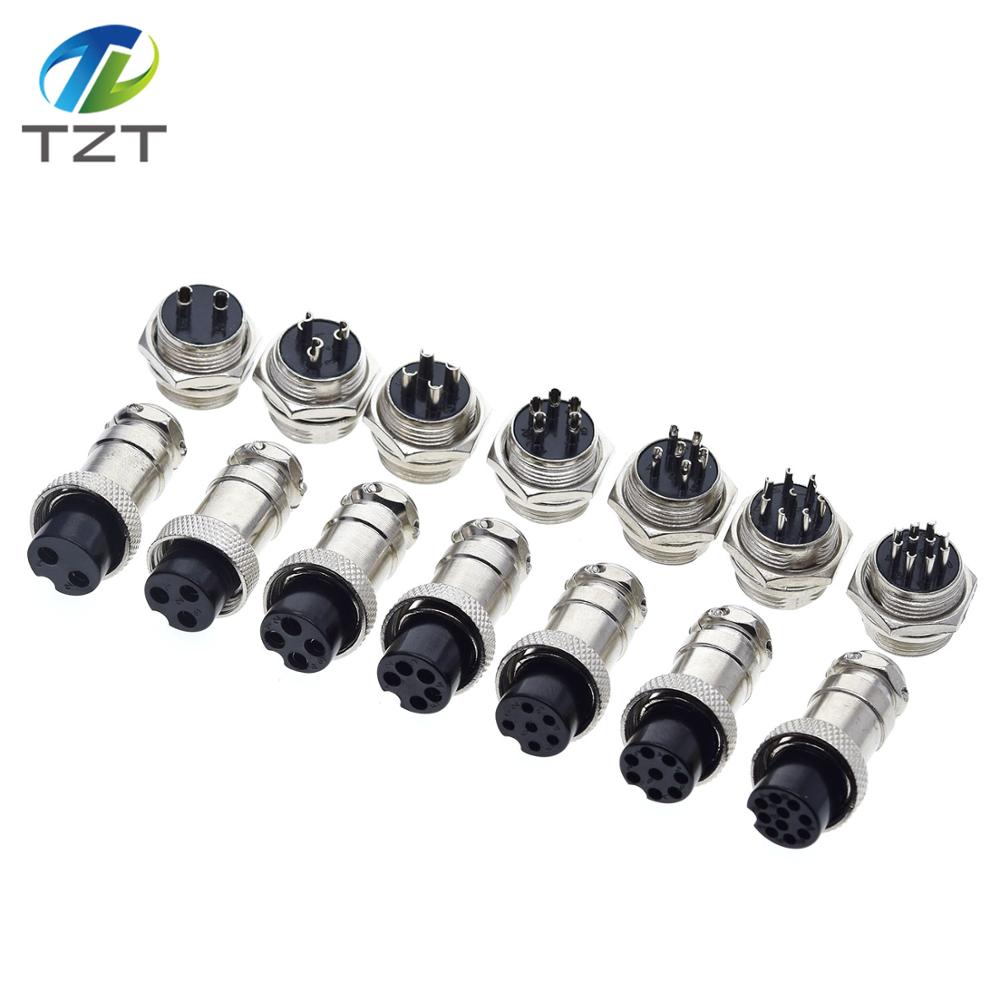 TZT 1set GX16 2/3/4/5/6/7/8/9/10 Pin Male & Female 16mm L70-78 Circular Aviation Socket Plug Wire Panel Connector for diy