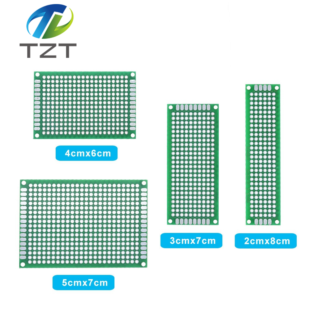 TZT 1SET=4pcs 5x7 4x6 3x7 2x8cm double Side Copper prototype pcb Universal Board Fiberglass board for Arduino