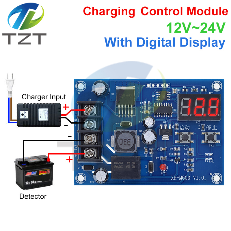 TZT XH-M603 Charging Control Module 12-24V Storage Lithium Battery Charger Control Switch Protection Board With LED Display NEW