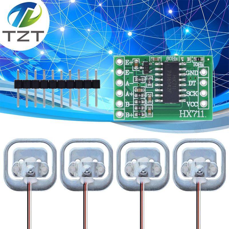 4PCS Human Scale Load Cell Weight Sensors + HX711 AD Module Weight Sensor Electronic Scale Weighing Pressure Sensor DIY Kit