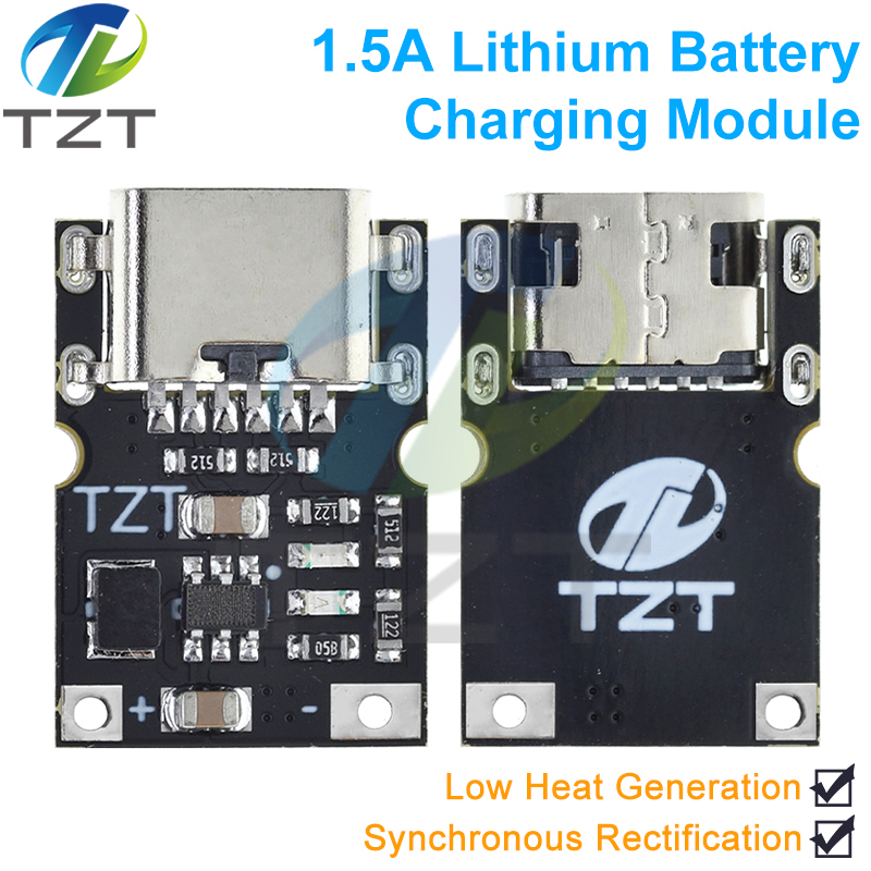 TZT 1/5/10PCS Type-C USB 1.5A Lithium Battery Charging Module Synchronous Rectification High efficiency Low Heating Over TP4056