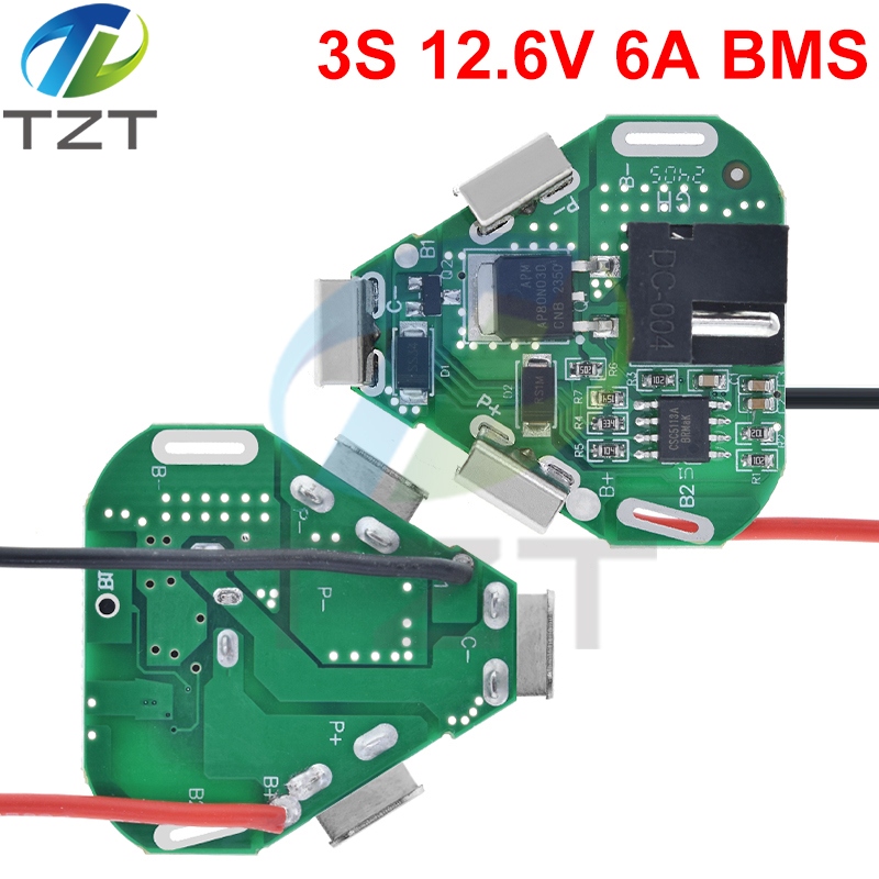 TZT 3S 12.6V 6A BMS Li-ion Lithium Battery Protection Board 18650 Power Bank Balancer Battery Equalizer Board for Electric Drill