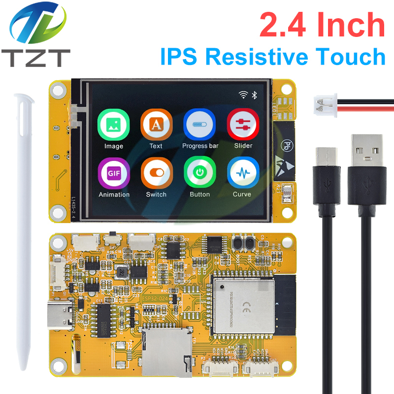 TZT ESP32 LVGL WIFI&Bluetooth Development Board 2.4 inch LCD TFT Module 240*320 Smart Display Screen With Touch WROOM