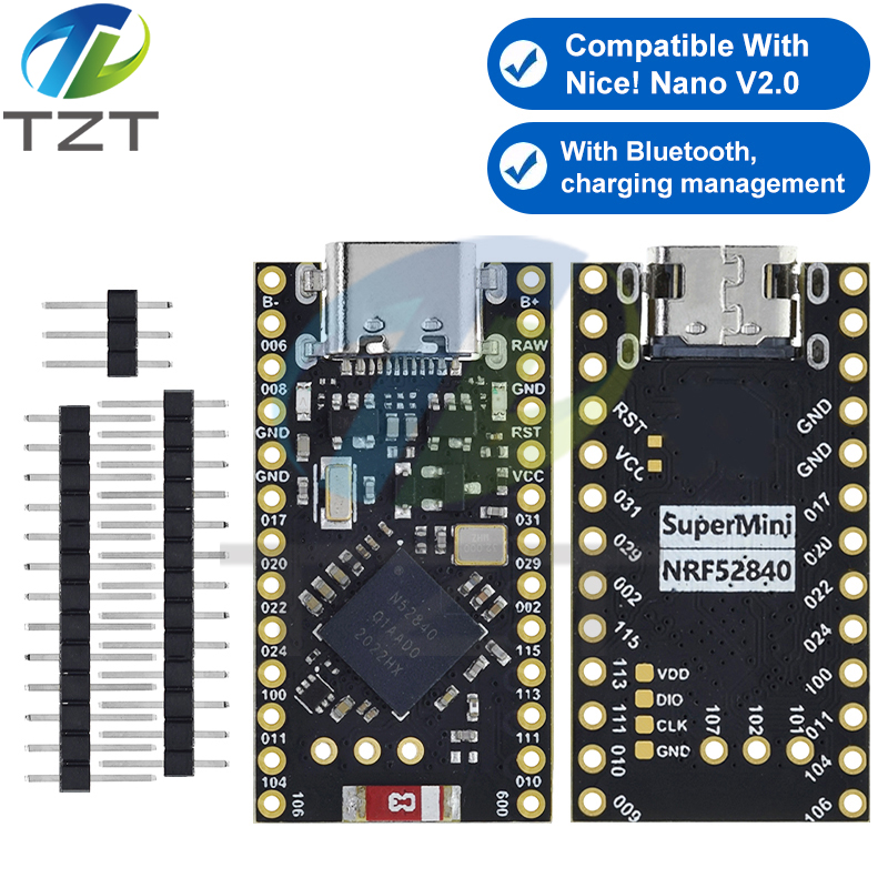 NRF52840 Development Board Compatible With Nice!Nano V2.0 Bluetooth Charging Management Pro Micro NRF52840