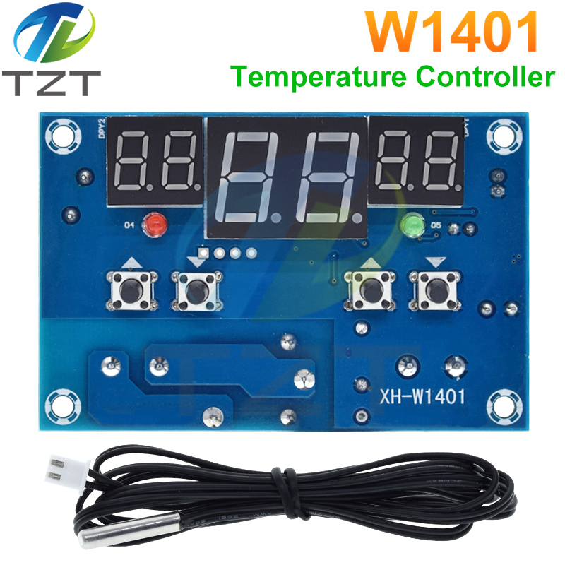 TZT W1401 Thermostat Intelligent Digital Led Display Module Thermostat Temperature Controller Module NTC Sensor Module W1401 DC 12V
