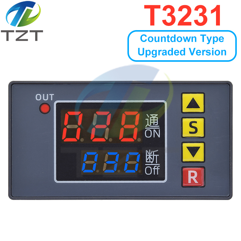 TZT T3230 DC 12V 24V AC 110-220V Timer Delay Relay Module with Red/Blue LED Digital Display Timing Control Switch Adjustable