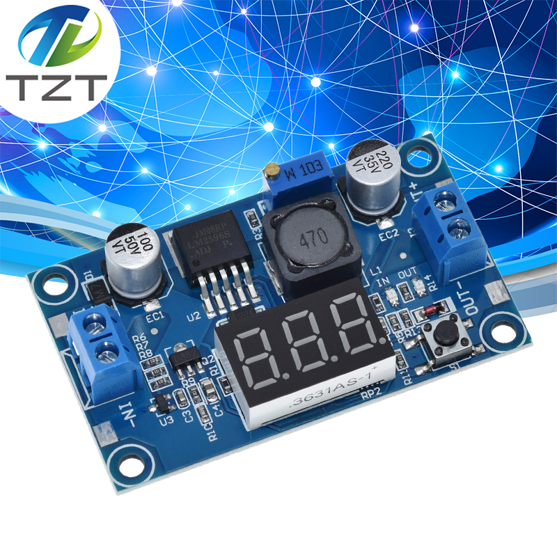 LM2596 LM2596S power module + LED Voltmeter DC-DC adjustable step-down power supply module with digital display