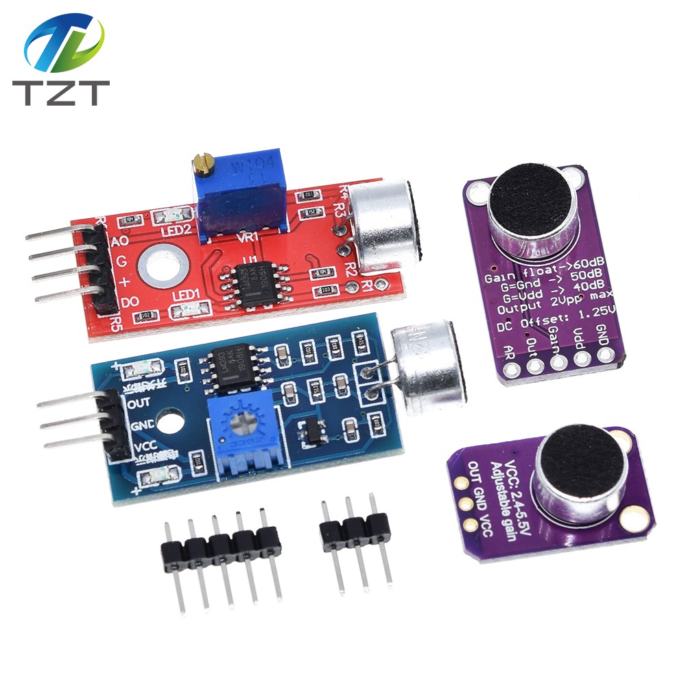 TZT  Sound sensor module sound control sensor MAX4466 MAX9814 switch detection whistle switch microphone amplifier For Arduino