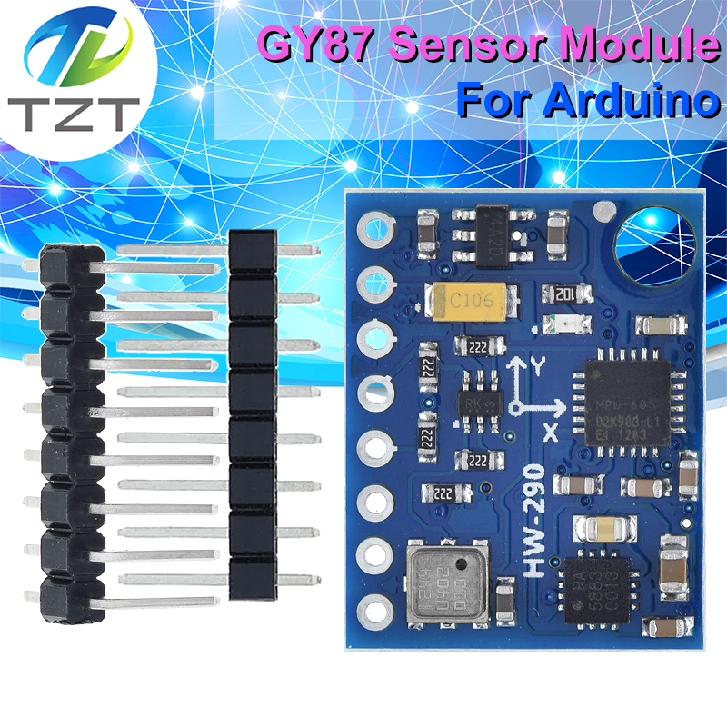 GY-87 I2C/IIC 10DOF MPU6050 HMC5883L BMP180 Sensor Board Module GY87 For Arduino 5V Power Built-in Filters High Accurancy