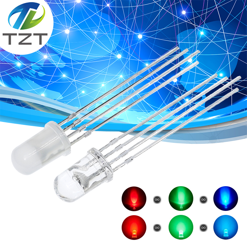 10pcs 5mm RGB LED Common Cathode / Common Anode Tri-Color Emitting Diodes f5 RGB Diffused / Transparent Highlight