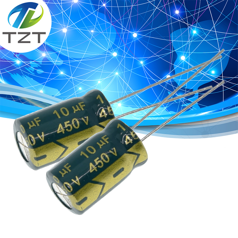 10 pcs Aluminum electrolytic capacitor 10 uF 450 V 10 * 17 mm frekuensi tinggi Radial Electrolytic kapasitor