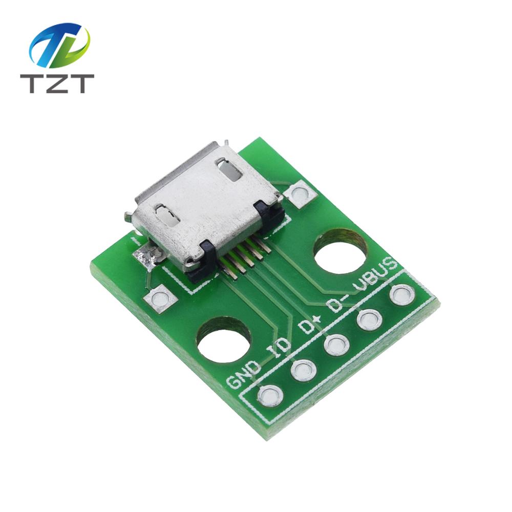 10pcs Male Connector / MINI MICRO USB to DIP Adapter 5pin female connector B type pcb converter pinboard 2.54mm