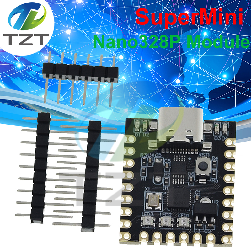 TZT NANO V3.0 / Nano SuperMini Type-C Development Board Atmega328p Chip Ch340 Serial Port For Arduino
