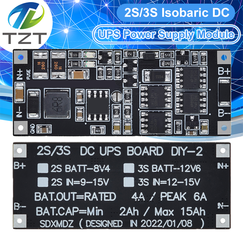 TZT DC 12V/15V 50W 4A UPS Power Supply Module Uninterruptible Power Control Board 2S 3S Charging Step Up Protection Module