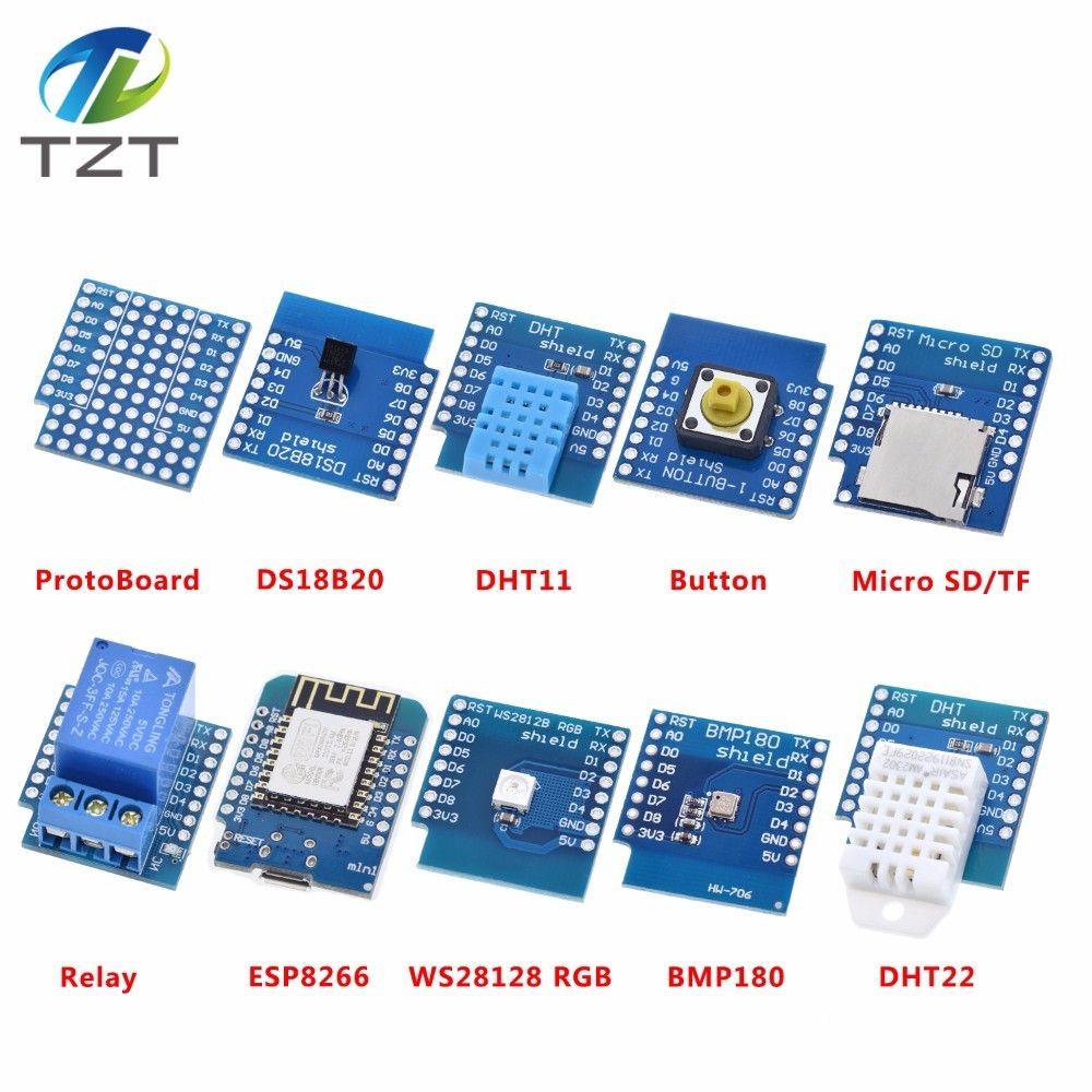 Esp8266 D1 Mini Pro Wifi Development Board Nodeu Ws2812 Rgb Dht11 Dht22 Am2302 Relay Ds18b20 Bmp180 Motor For Wemos Diy Kit