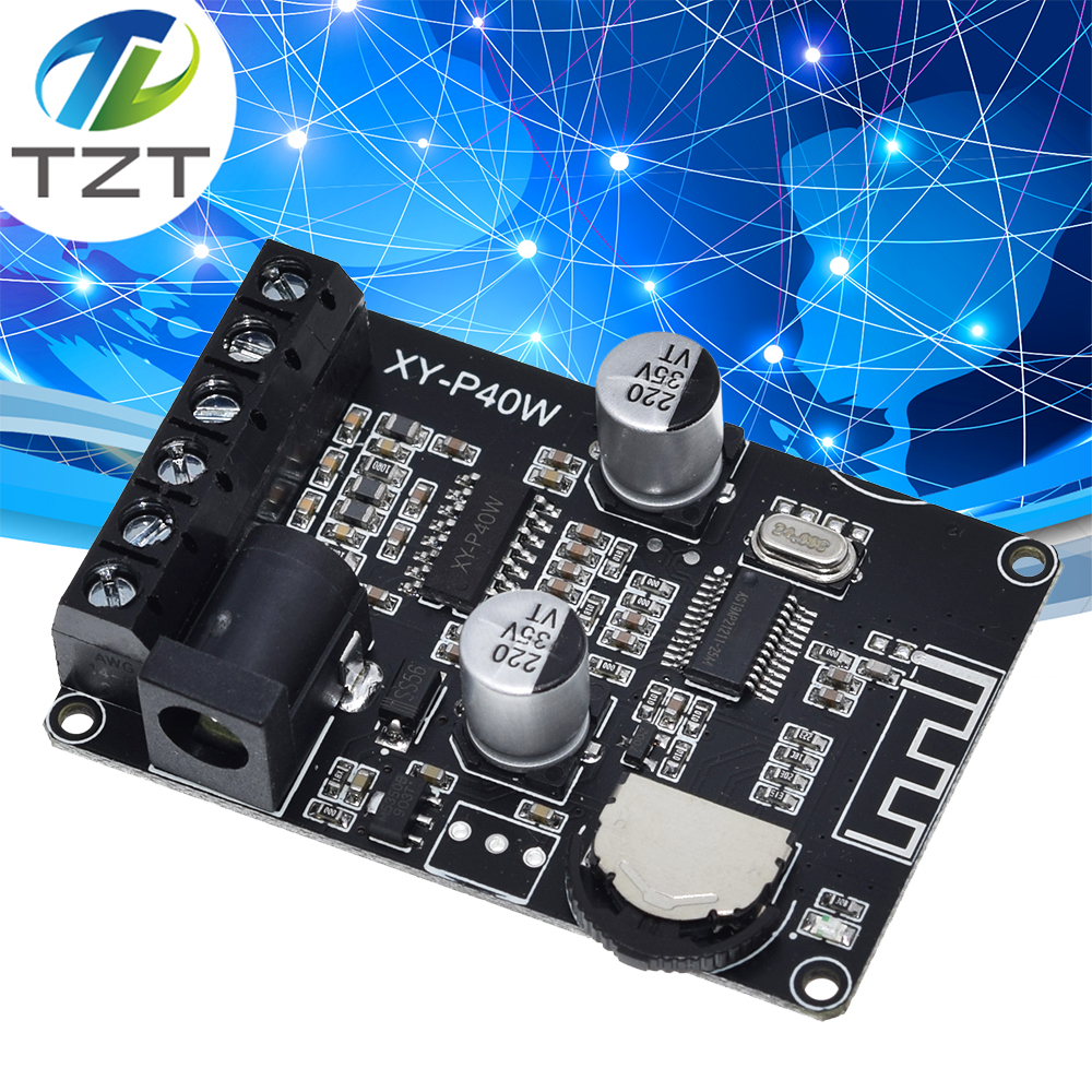 Bluetooth 5.0 stereo audio power amplifier board 40Wx2  Bluetooth receiver DC 12/24V supply XY-P40W