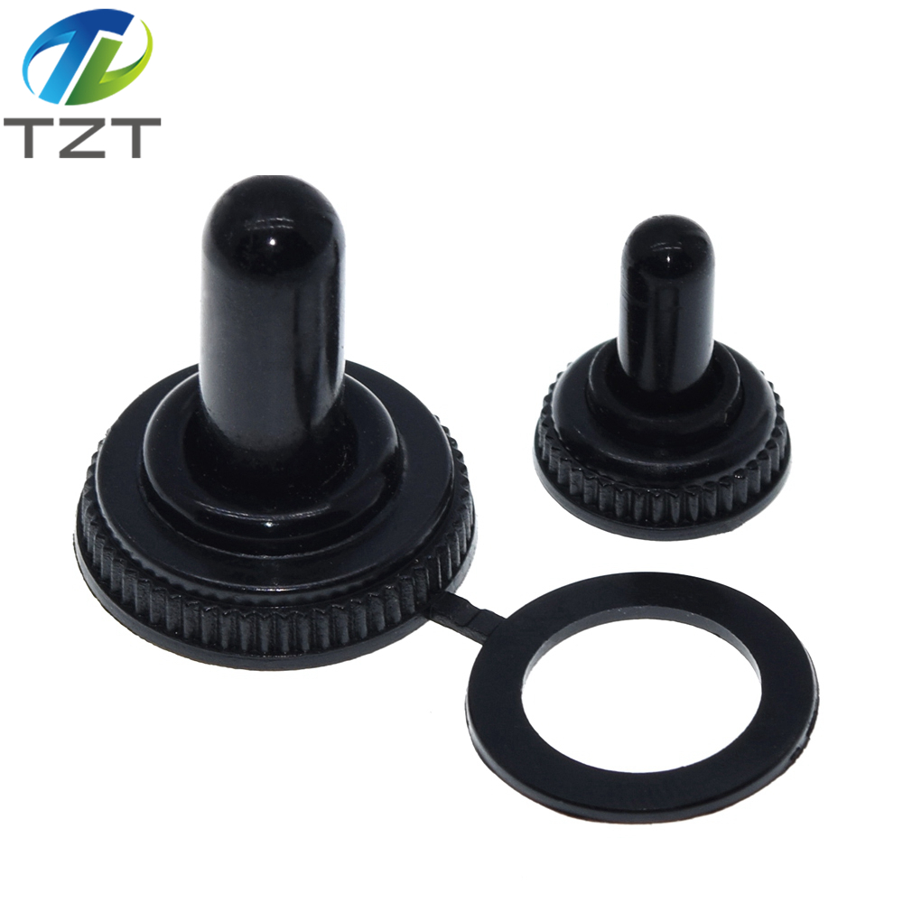 TZT 10Pcs 6mm Shaft Hole Mini MTS Toggle Switch Water Dust Proof Cap Rubber Boot Cover WPC-05 Black M12x0.75mm M6x0.75 Threaded