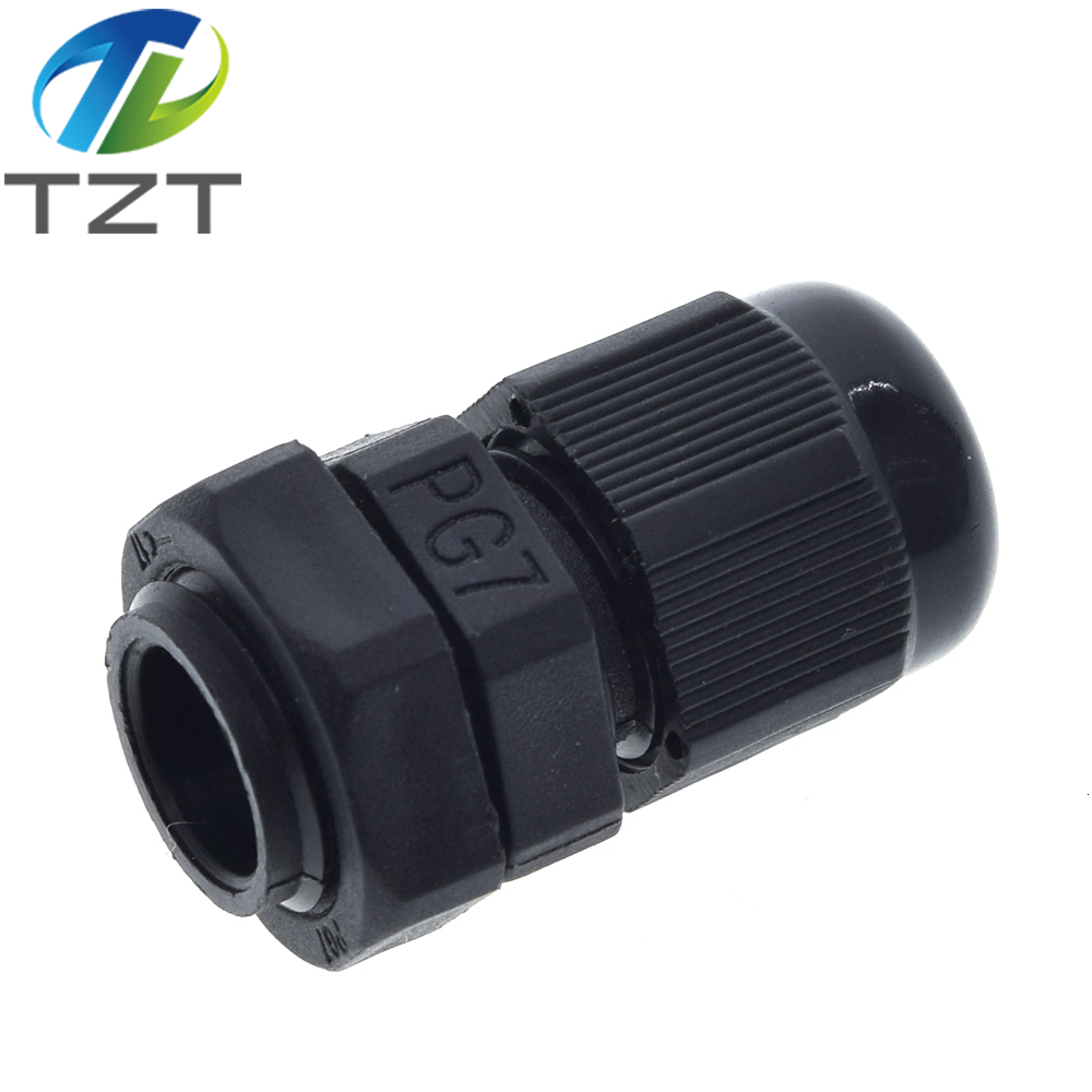 10pcs PG7 Black Waterproof Plastic Nylon Cable Gland Connectors Joints