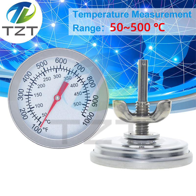 52mm 0-120 Degrees Celsius Pizza Oven Thermometer Stainless Steel Outdoor Indoor Grill Barbecue Stove Thermograph Food Cooking